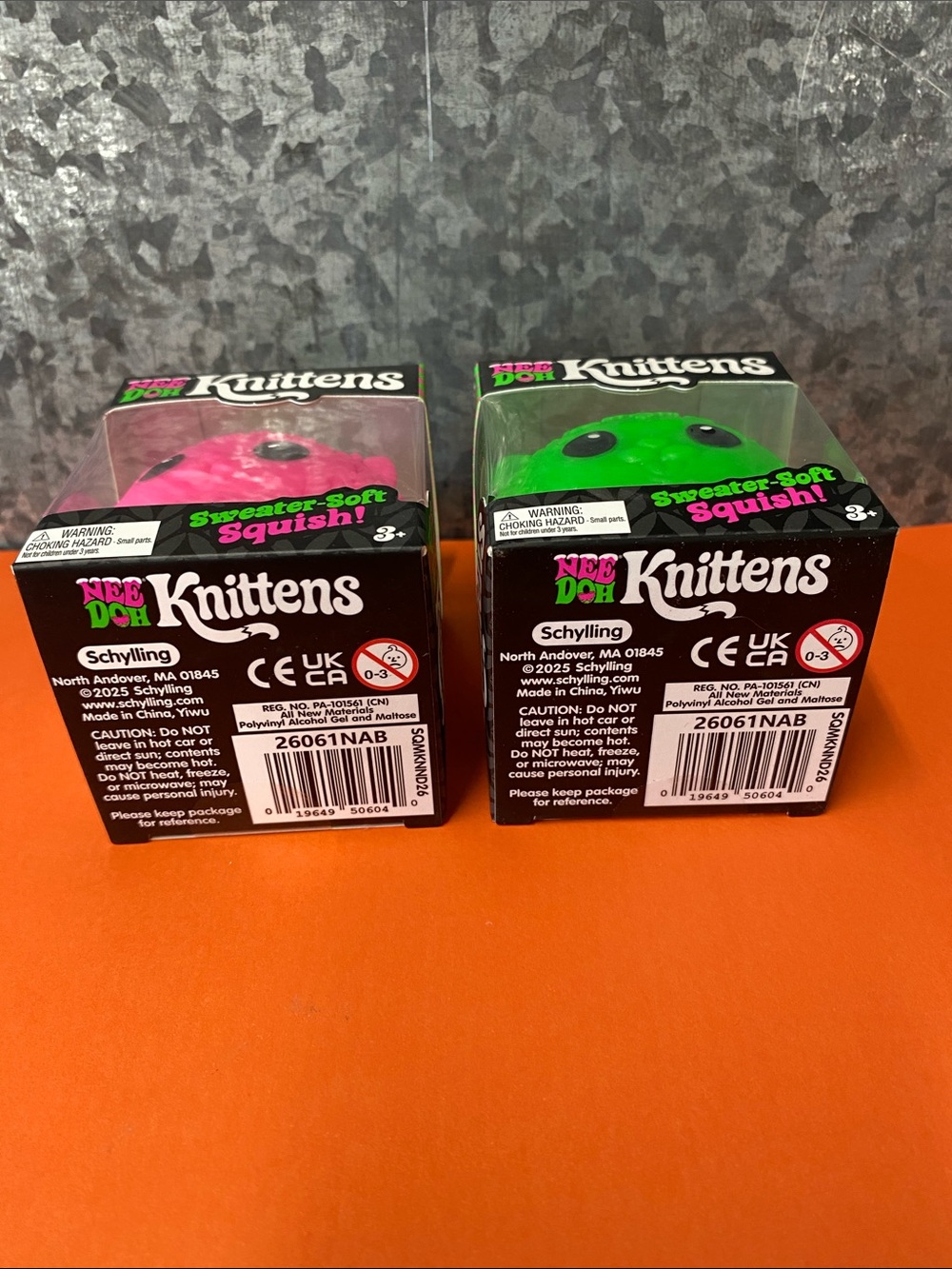 SET OF 2- NeeDoh Knittens Sweater-Soft Squish Toy - Pink & Green - Picture 2 of 4
